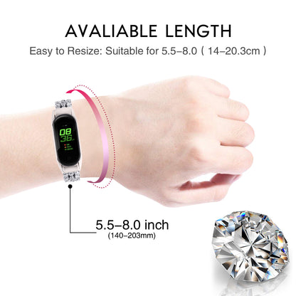 For Xiaomi Smart Band 8 Rhinestone Decor Stainless Steel  Strap Replacement Smartwatch Wrist Band