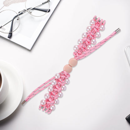 For Xiaomi Smart Band 8 Pearl Decor Adjustable Nylon Braided Watch Band Replacement Wrist Strap