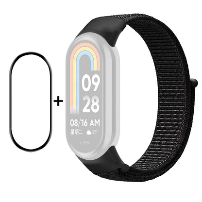 ENKAY HAT-PRINCE For Xiaomi Smart Band 8 Nylon Watch Band Set with PMMA Screen Film, Sticker Wrist Strap