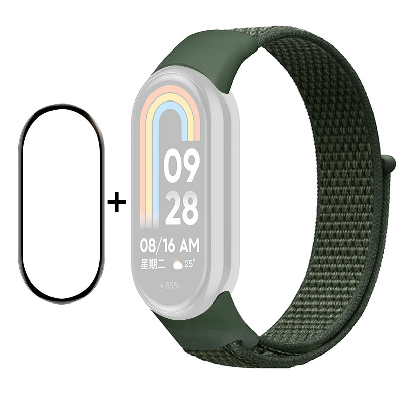 ENKAY HAT-PRINCE For Xiaomi Smart Band 8 Nylon Watch Band Set with PMMA Screen Film, Sticker Wrist Strap