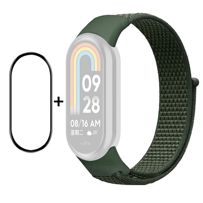 ENKAY HAT-PRINCE For Xiaomi Smart Band 8 Nylon Watch Band Set with PMMA Screen Film, Sticker Wrist Strap