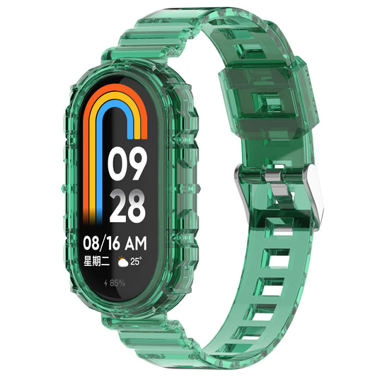 For Xiaomi Smart Band 8 Wrist Band Transparent Silicone Watch Strap with Integrated Watch Case
