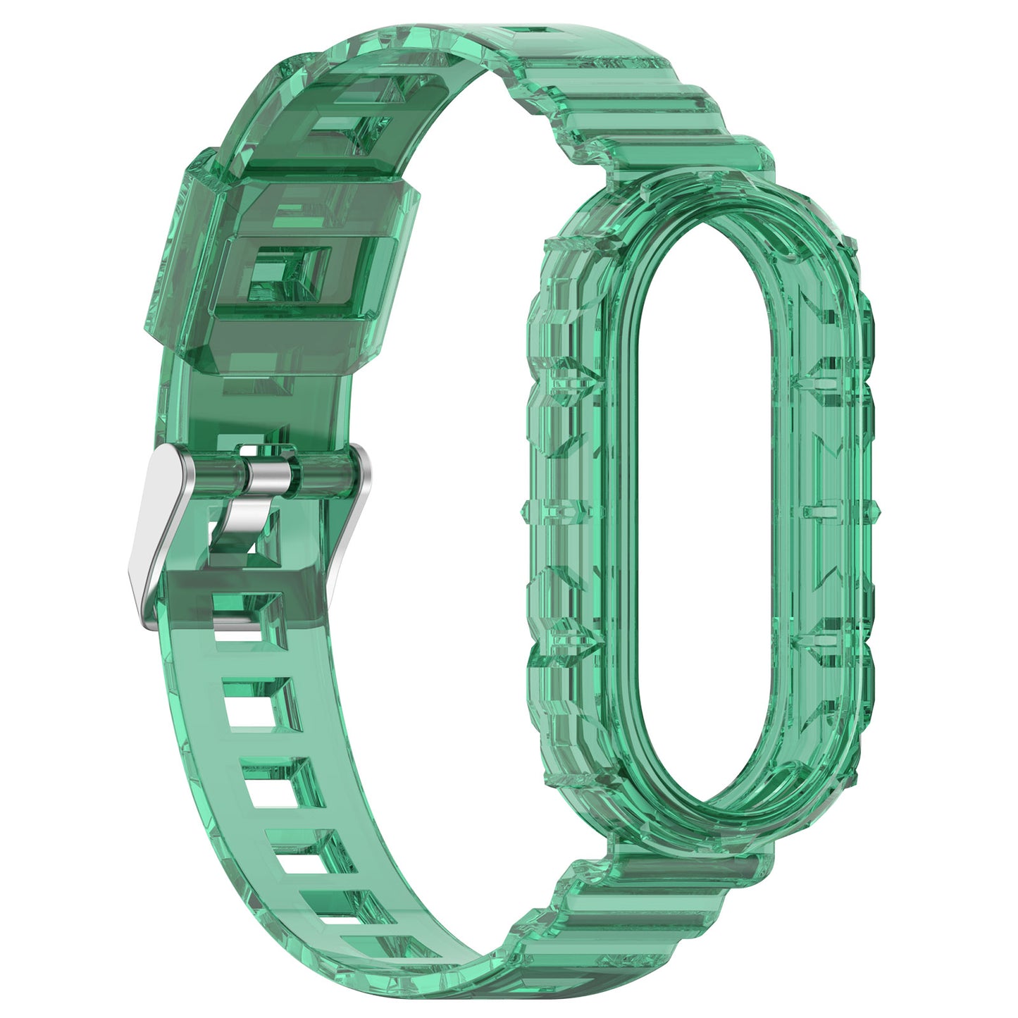 For Xiaomi Smart Band 8 Wrist Band Transparent Silicone Watch Strap with Integrated Watch Case