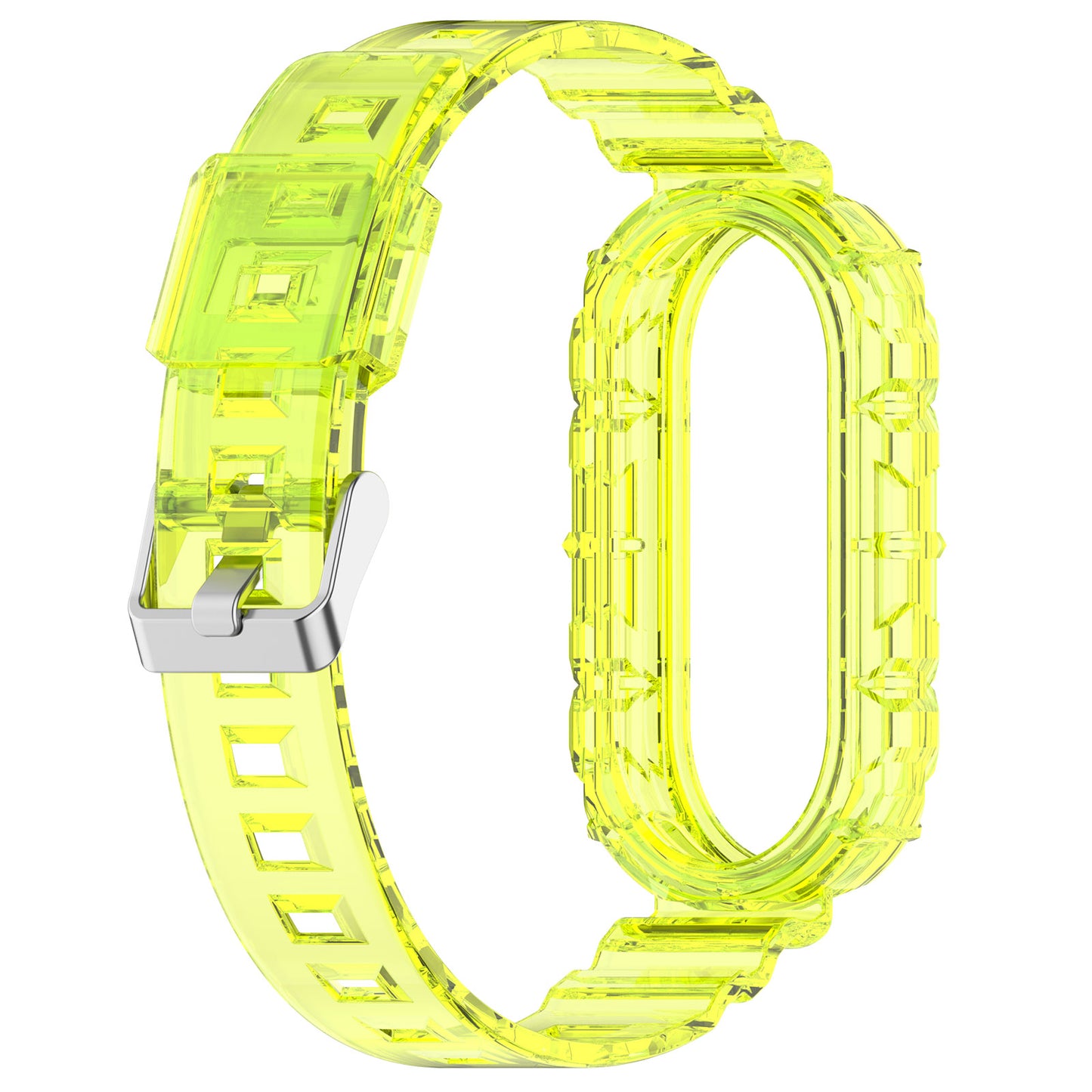 For Xiaomi Smart Band 8 Wrist Band Transparent Silicone Watch Strap with Integrated Watch Case
