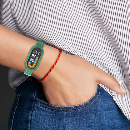 For Xiaomi Smart Band 8 Wrist Band Transparent Silicone Watch Strap with Integrated Watch Case