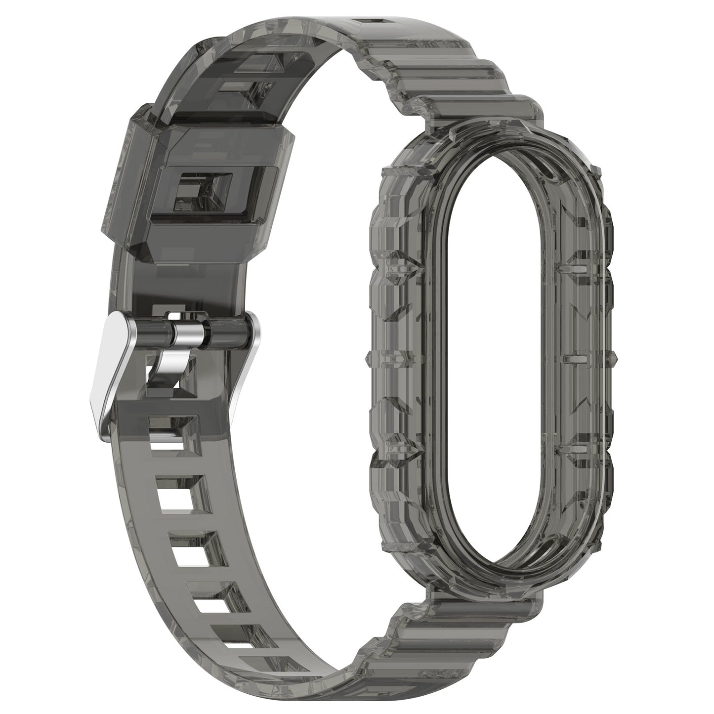 For Xiaomi Smart Band 8 Wrist Band Transparent Silicone Watch Strap with Integrated Watch Case