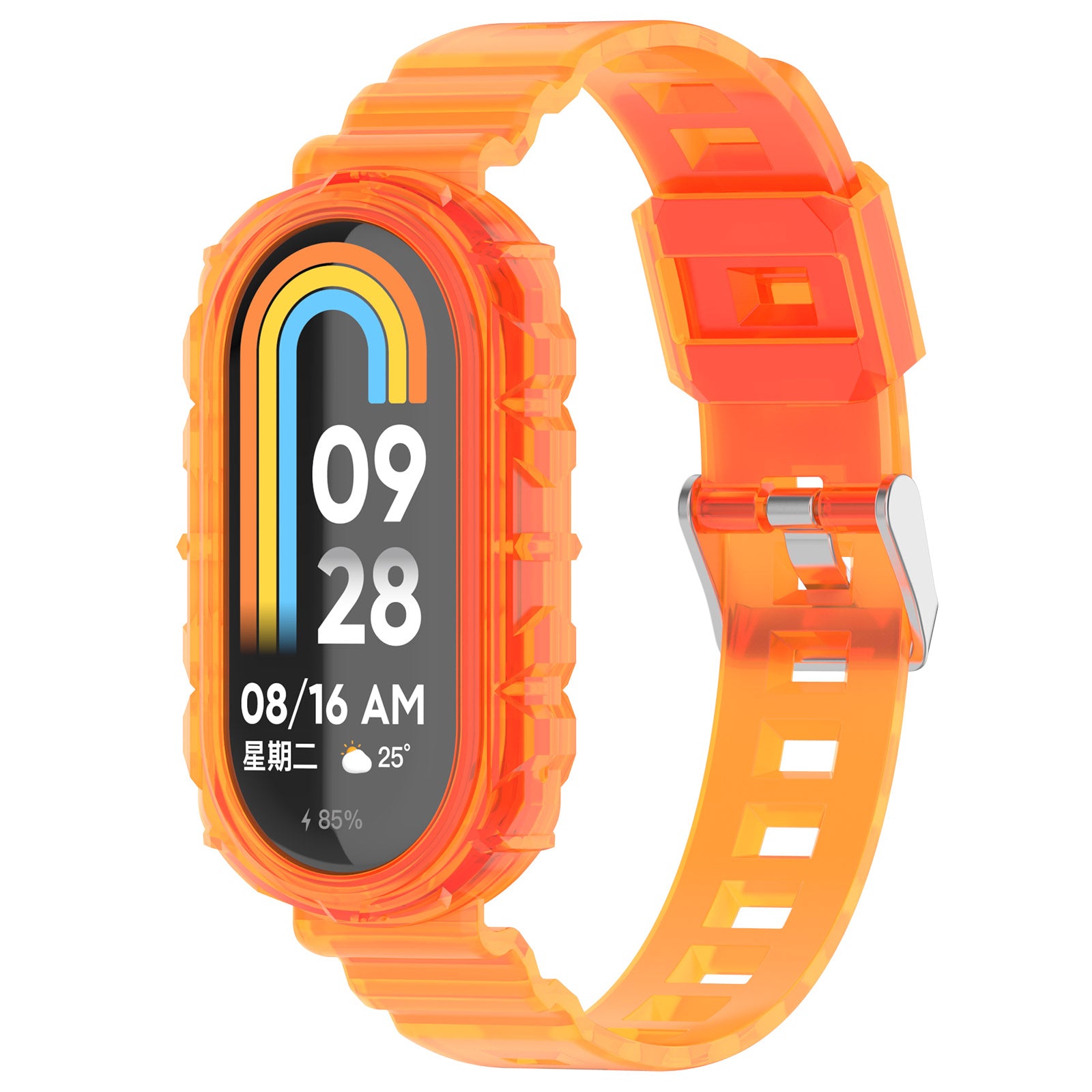 For Xiaomi Smart Band 8 Wrist Band Transparent Silicone Watch Strap with Integrated Watch Case