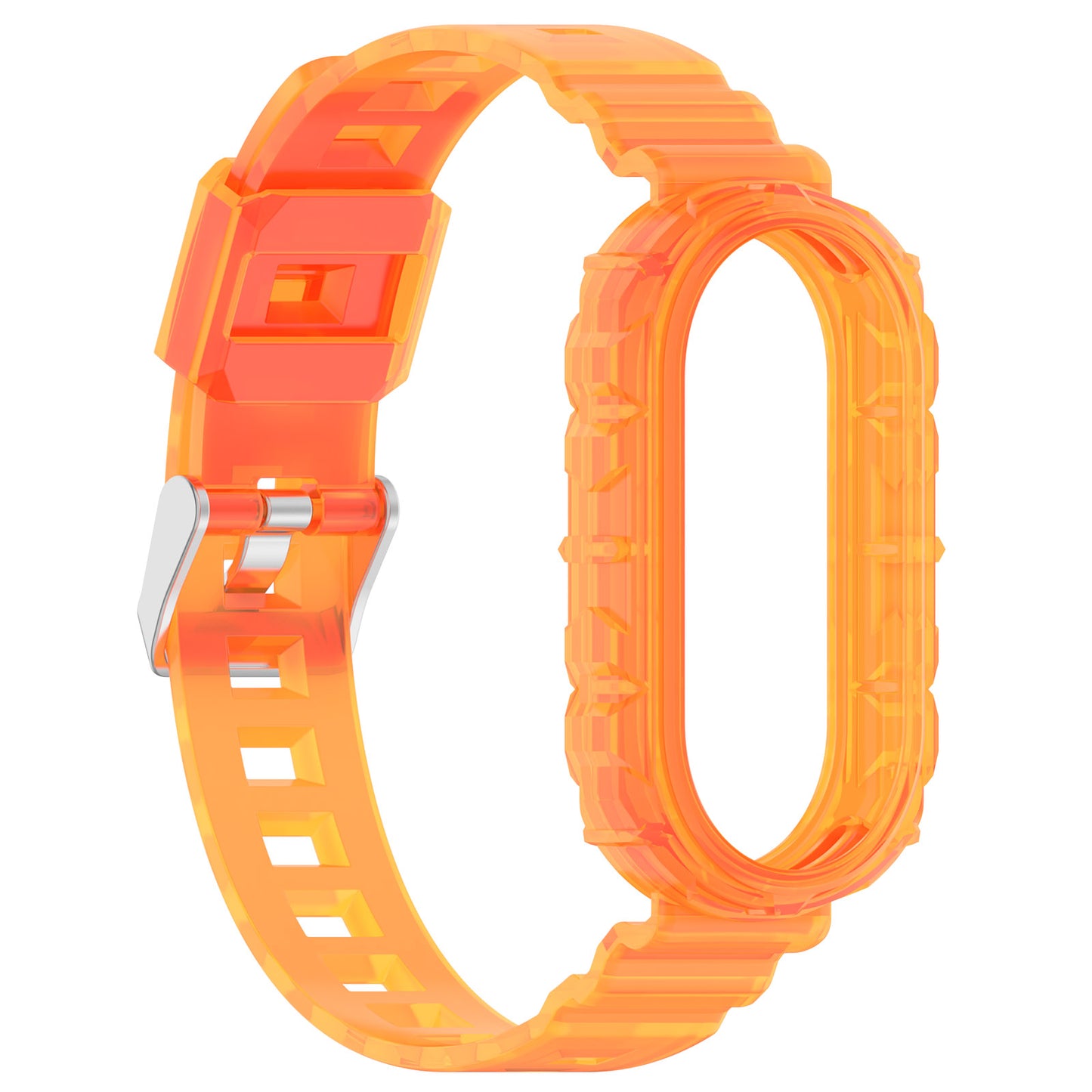 For Xiaomi Smart Band 8 Wrist Band Transparent Silicone Watch Strap with Integrated Watch Case