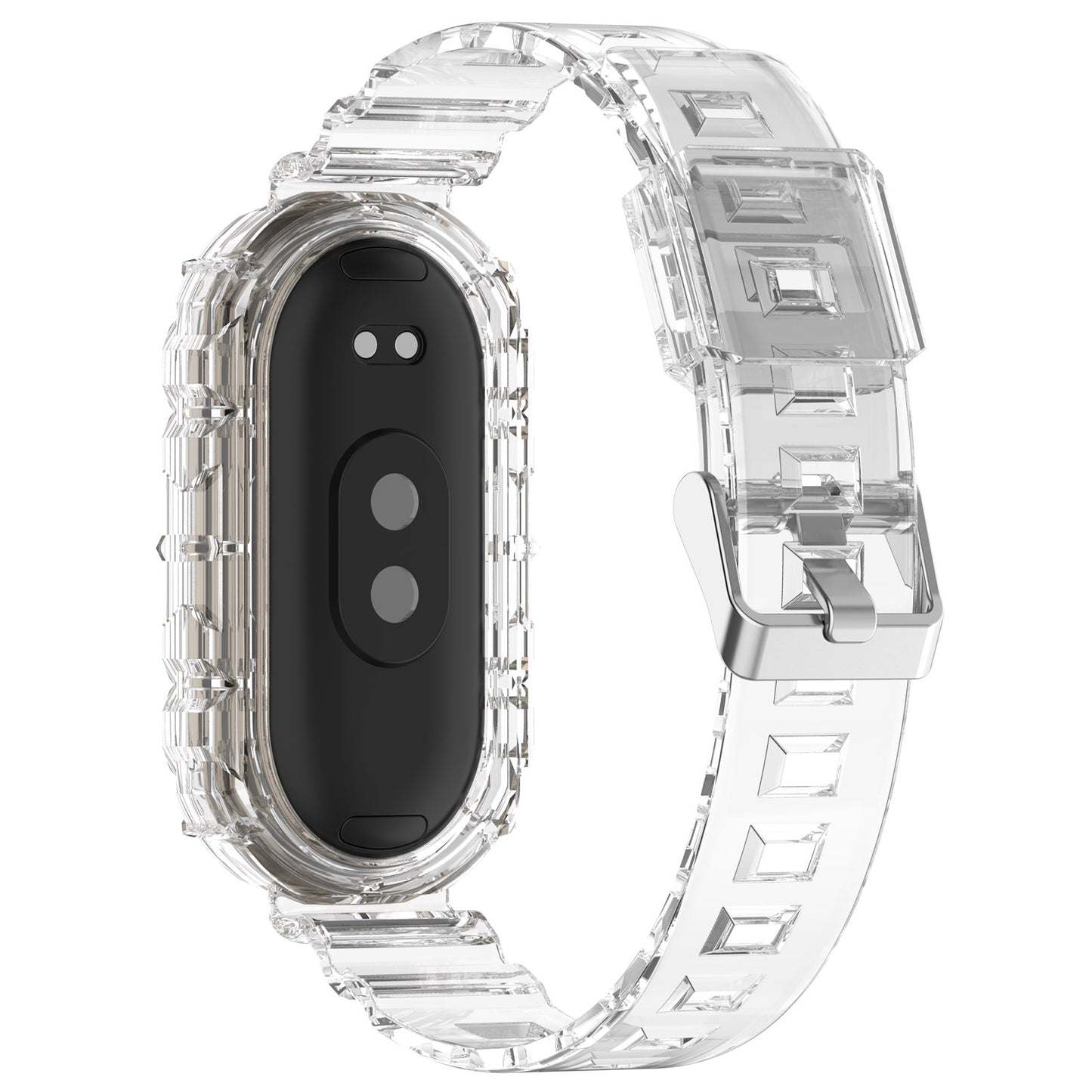 For Xiaomi Smart Band 8 Wrist Band Transparent Silicone Watch Strap with Integrated Watch Case