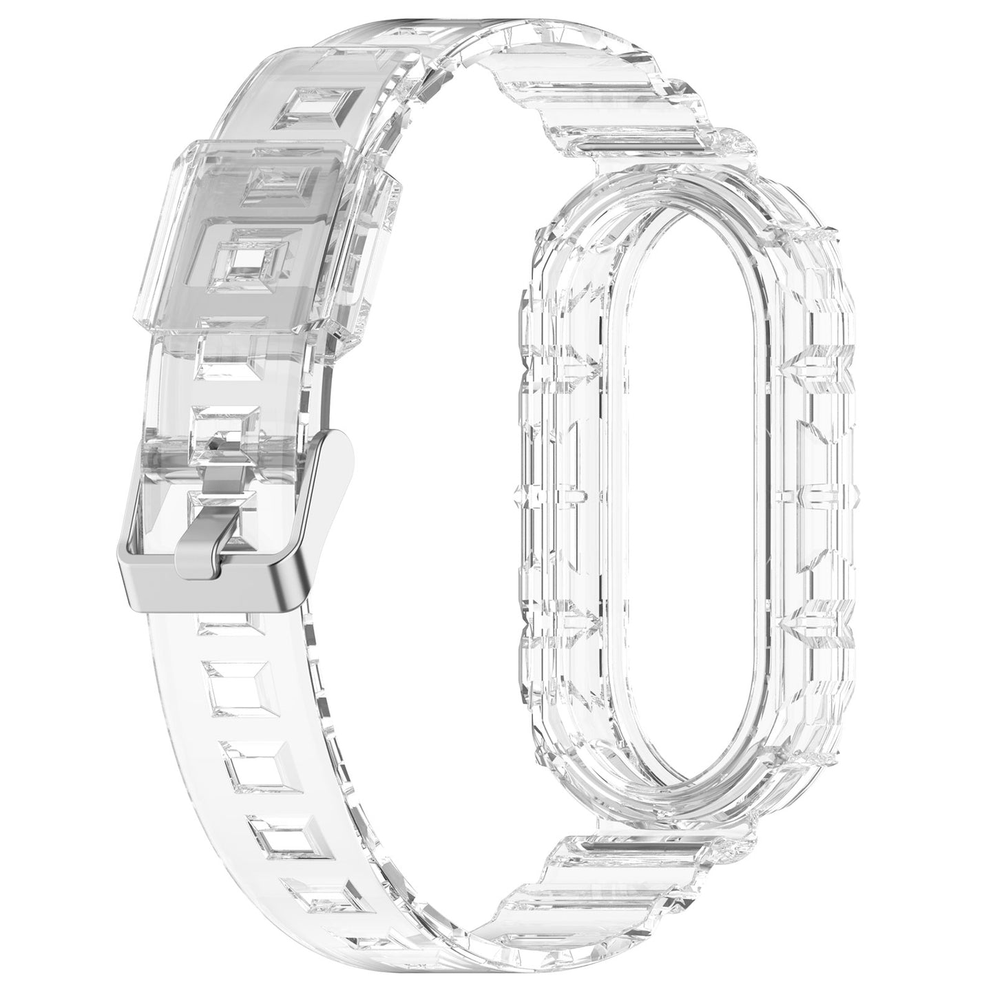 For Xiaomi Smart Band 8 Wrist Band Transparent Silicone Watch Strap with Integrated Watch Case