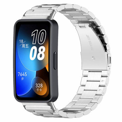 Watch Strap For Huawei Band 8 , 3-Bead Stainless Steel Replacement Smartwatch Band