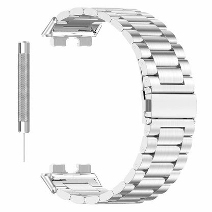 Watch Strap For Huawei Band 8 , 3-Bead Stainless Steel Replacement Smartwatch Band