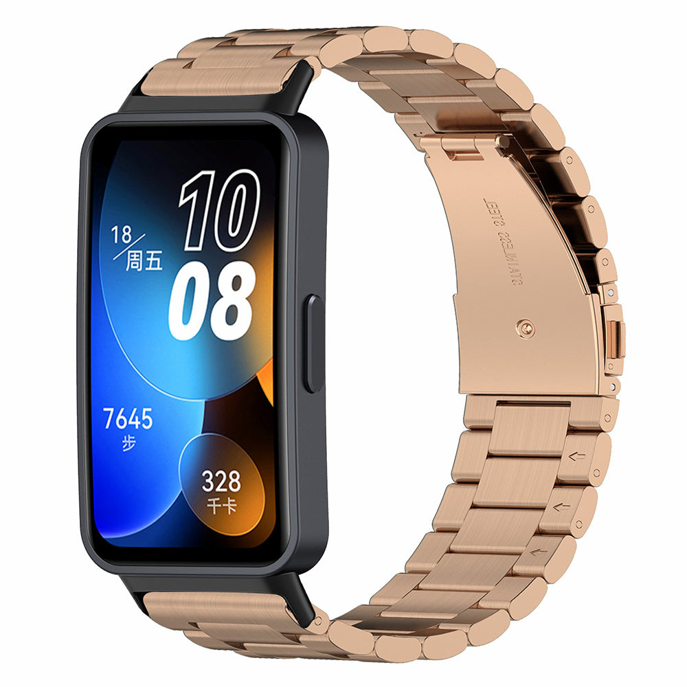 For Huawei Band 8 Smartwatch Strap Repair Part Watch Strap 3-Bead Stainless Steel Band Replacement