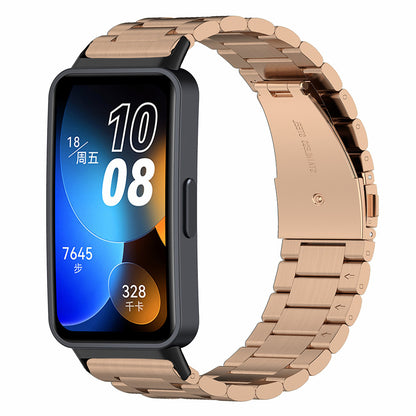 For Huawei Band 8 Smartwatch Strap Repair Part Watch Strap 3-Bead Stainless Steel Band Replacement