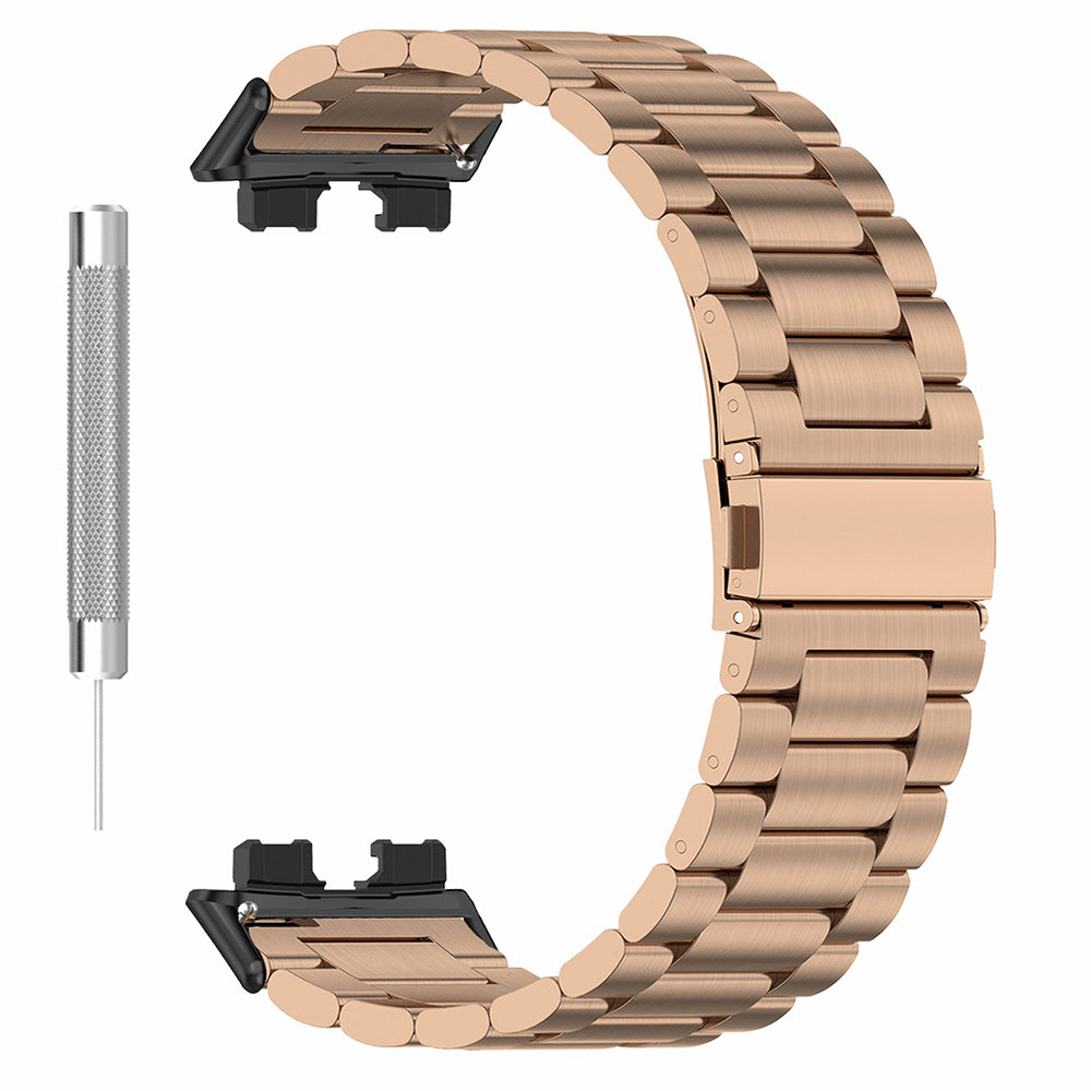 For Huawei Band 8 Smartwatch Strap Repair Part Watch Strap 3-Bead Stainless Steel Band Replacement