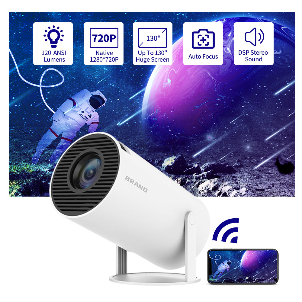 HY300 Android 11.0 Portable Projector 2.4G / 5G WiFi BT4.1 1280*720dpi 120 Ansi Lumens Home Theater Media Player