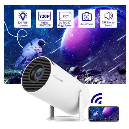 HY300 Android 11.0 Portable Projector 2.4G / 5G WiFi BT4.1 1280*720dpi 120 Ansi Lumens Home Theater Media Player