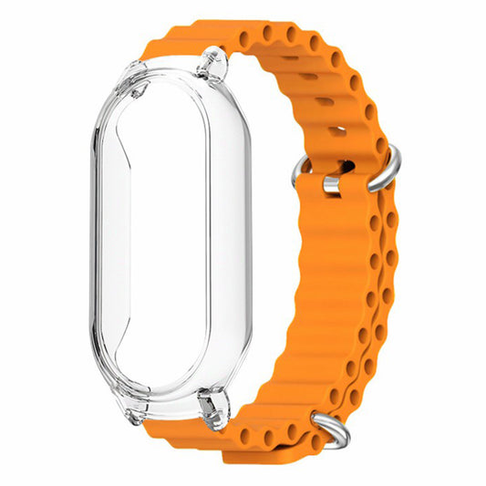 For Xiaomi Smart Band 8 Silicone Watch Strap Adjustable Ocean Watch Band with Transparent Case