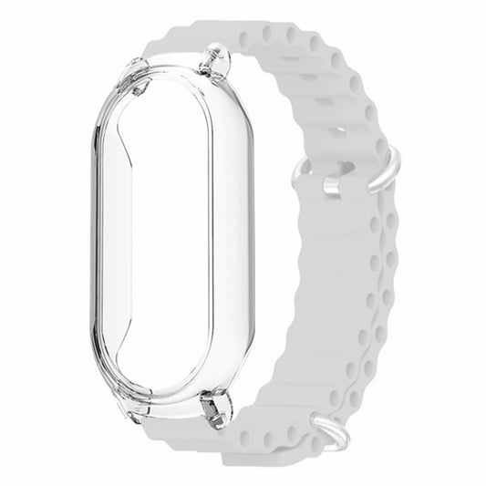 For Xiaomi Smart Band 8 Silicone Watch Strap Adjustable Ocean Watch Band with Transparent Case