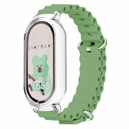 For Xiaomi Smart Band 8 Silicone Watch Strap Adjustable Ocean Watch Band with Transparent Case