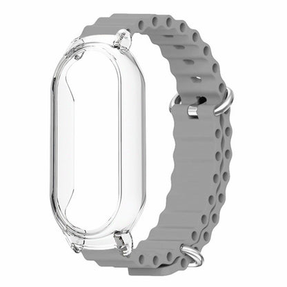 For Xiaomi Smart Band 8 Silicone Watch Strap Adjustable Ocean Watch Band with Transparent Case