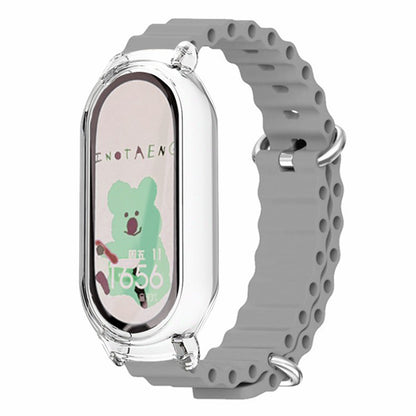 For Xiaomi Smart Band 8 Silicone Watch Strap Adjustable Ocean Watch Band with Transparent Case
