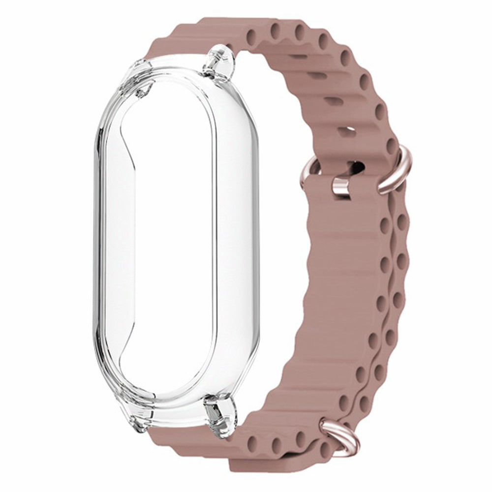 For Xiaomi Smart Band 8 Silicone Watch Strap Adjustable Ocean Watch Band with Transparent Case