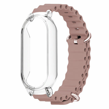 For Xiaomi Smart Band 8 Silicone Watch Strap Adjustable Ocean Watch Band with Transparent Case