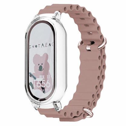 For Xiaomi Smart Band 8 Silicone Watch Strap Adjustable Ocean Watch Band with Transparent Case