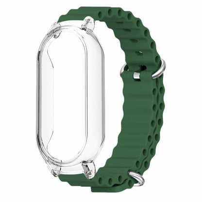 For Xiaomi Smart Band 8 Silicone Watch Strap Adjustable Ocean Watch Band with Transparent Case