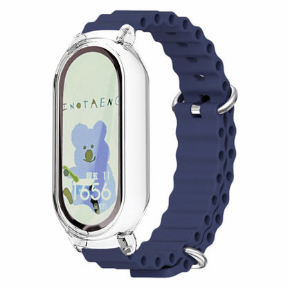 For Xiaomi Smart Band 8 Silicone Watch Strap Adjustable Ocean Watch Band with Transparent Case