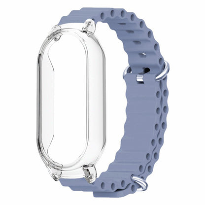 For Xiaomi Smart Band 8 Silicone Watch Strap Adjustable Ocean Watch Band with Transparent Case