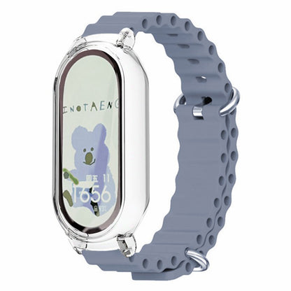 For Xiaomi Smart Band 8 Silicone Watch Strap Adjustable Ocean Watch Band with Transparent Case