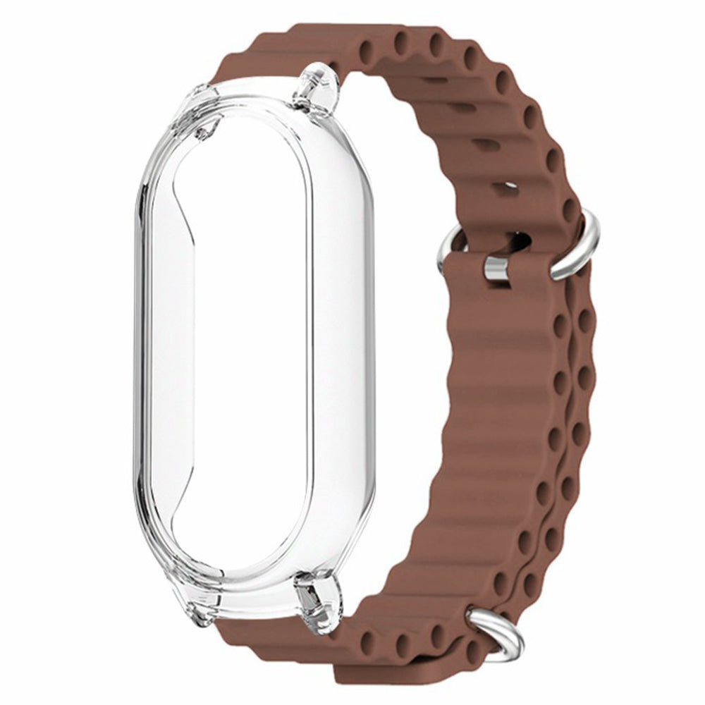 For Xiaomi Smart Band 8 Silicone Watch Strap Adjustable Ocean Watch Band with Transparent Case