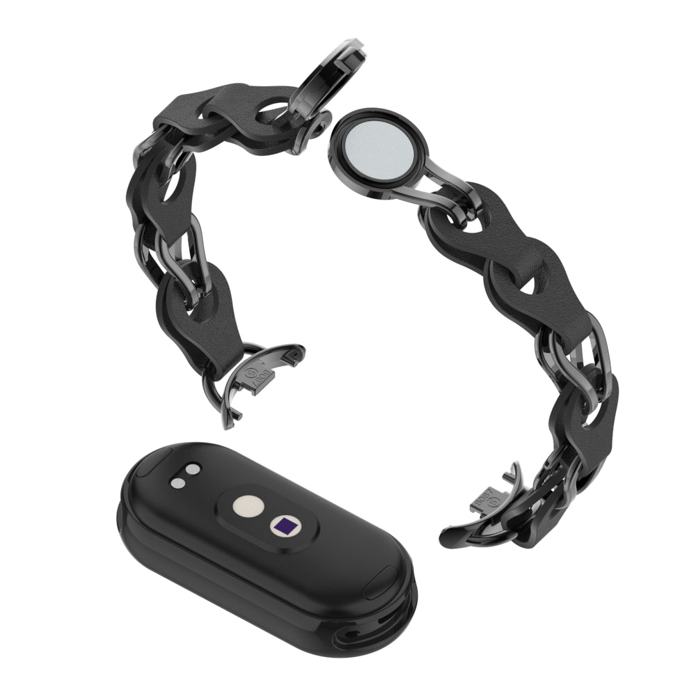 For Xiaomi Smart Band 8 Magnetic Watch Band Genuine Cow Leather+Aluminum Alloy Chain Bracelet