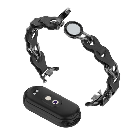 For Xiaomi Smart Band 8 Magnetic Watch Band Genuine Cow Leather+Aluminum Alloy Chain Bracelet