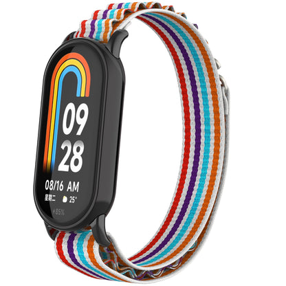 Nylon Watch Band for Xiaomi Smart Band 8 Adjustable Replacement Wrist Strap with Black Connector