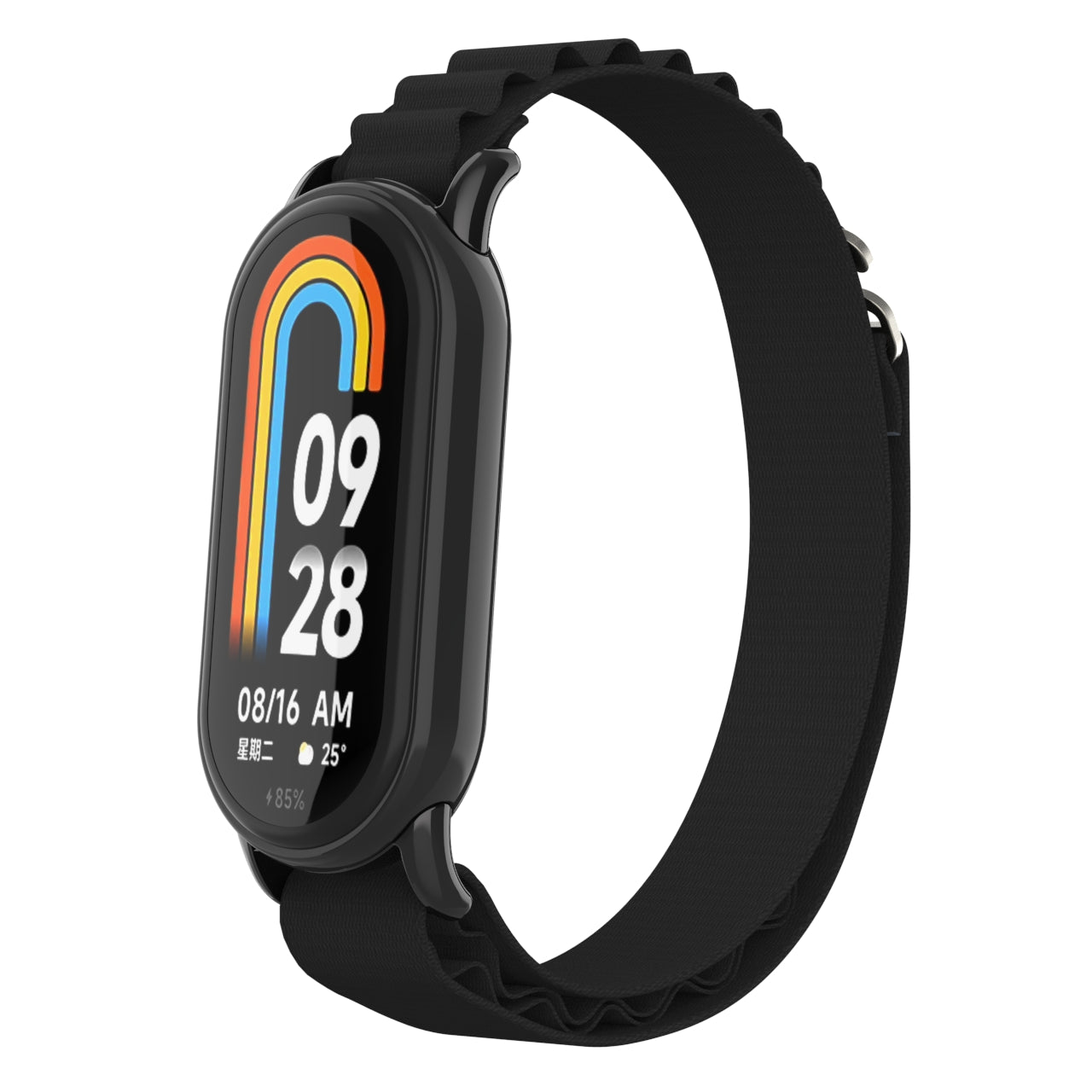 Nylon Watch Band for Xiaomi Smart Band 8 Adjustable Replacement Wrist Strap with Black Connector