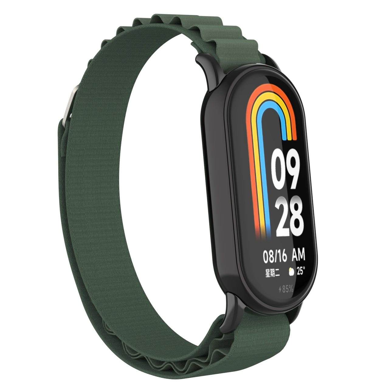 Nylon Watch Band for Xiaomi Smart Band 8 Adjustable Replacement Wrist Strap with Black Connector