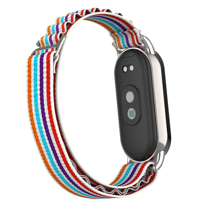 Replacement Watch Band for Xiaomi Smart Band 8 Nylon Wrist Strap with Silver Connector