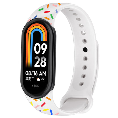 For Xiaomi Smart Band 8 Silicone Watch Strap Colorful Dot Replacement Wrist Band