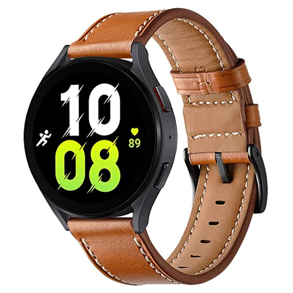 For Garmin Forerunner 265 / 255 22mm Stitching Watch Strap Genuine Cow Leather Watchband
