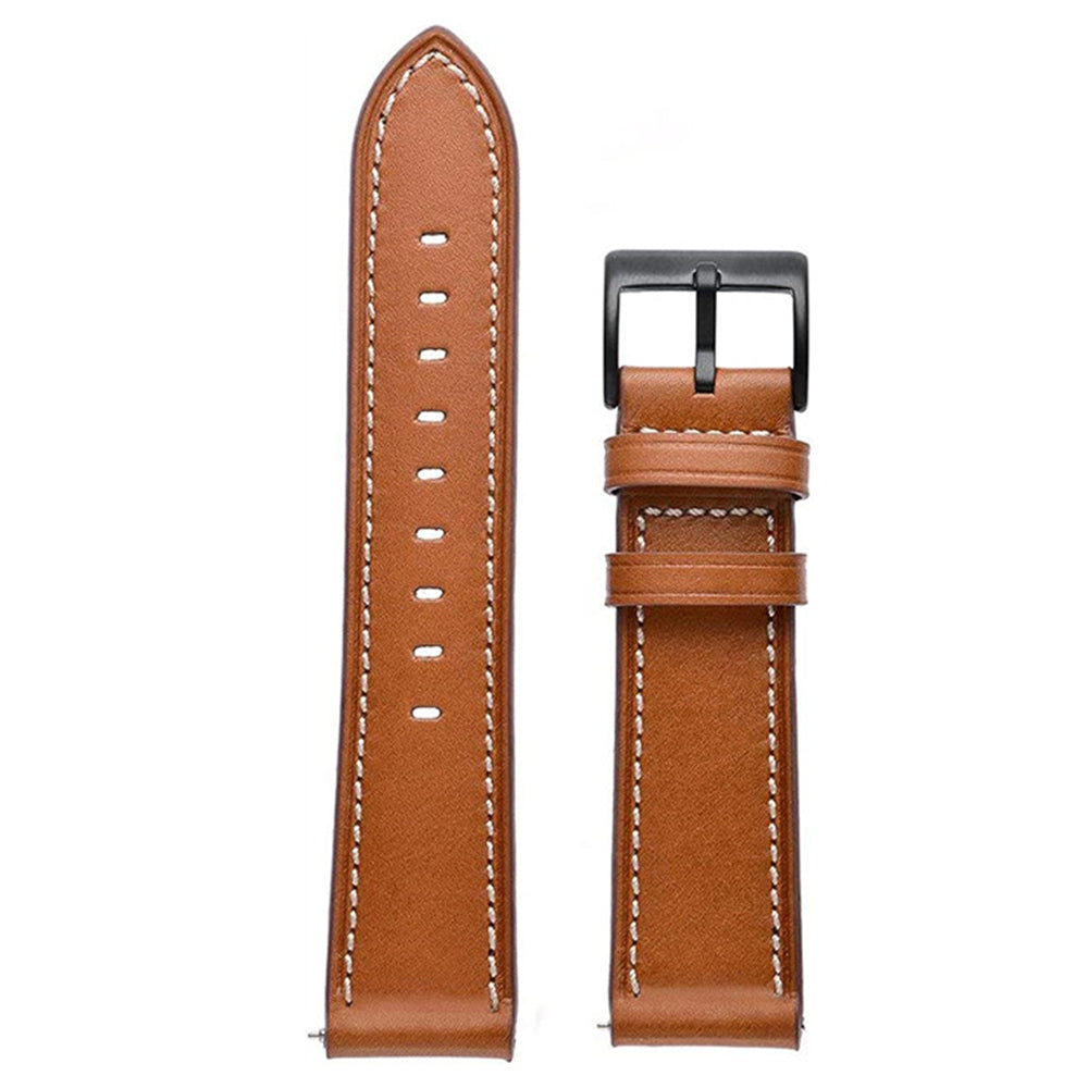 For Garmin Forerunner 265 / 255 22mm Stitching Watch Strap Genuine Cow Leather Watchband