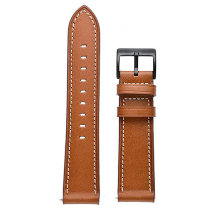 For Garmin Forerunner 265 / 255 22mm Stitching Watch Strap Genuine Cow Leather Watchband