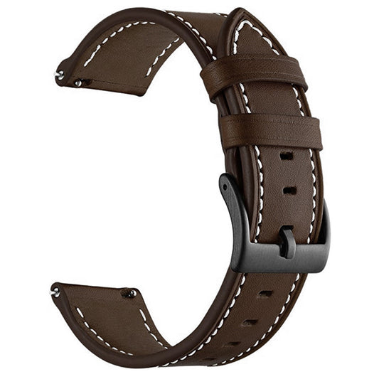 For Garmin Forerunner 265 / 255 22mm Stitching Watch Strap Genuine Cow Leather Watchband