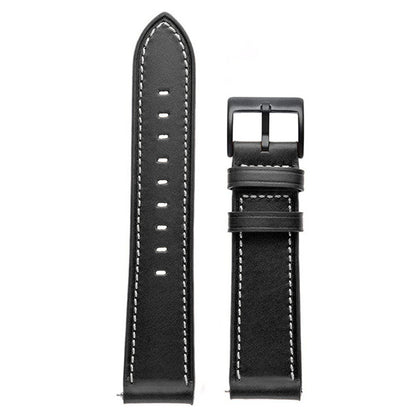 For Garmin Forerunner 265 / 255 22mm Stitching Watch Strap Genuine Cow Leather Watchband