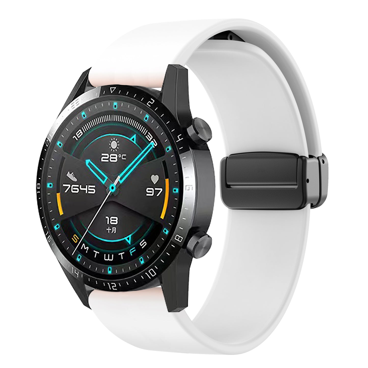 For Garmin Venu / Venu Sq / Venu Sq 2 /  Venu 2 Plus Watch Band 20mm Silicone Wrist Strap with Magnetic Folding Black Buckle