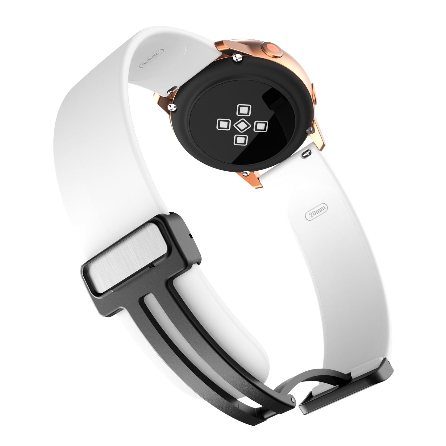 For Garmin Venu / Venu Sq / Venu Sq 2 /  Venu 2 Plus Watch Band 20mm Silicone Wrist Strap with Magnetic Folding Black Buckle