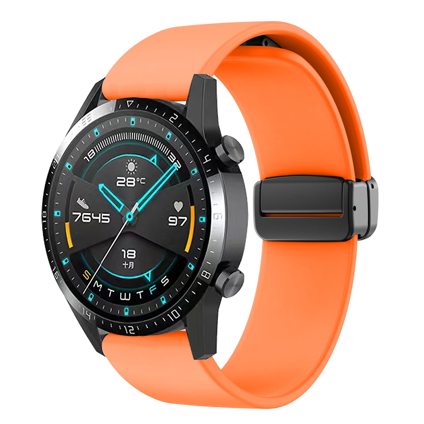 For Garmin Venu / Venu Sq / Venu Sq 2 /  Venu 2 Plus Watch Band 20mm Silicone Wrist Strap with Magnetic Folding Black Buckle