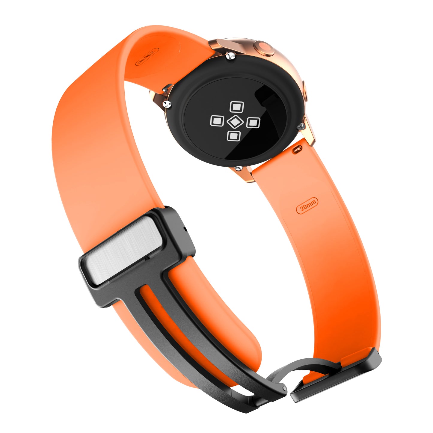 For Garmin Venu / Venu Sq / Venu Sq 2 /  Venu 2 Plus Watch Band 20mm Silicone Wrist Strap with Magnetic Folding Black Buckle